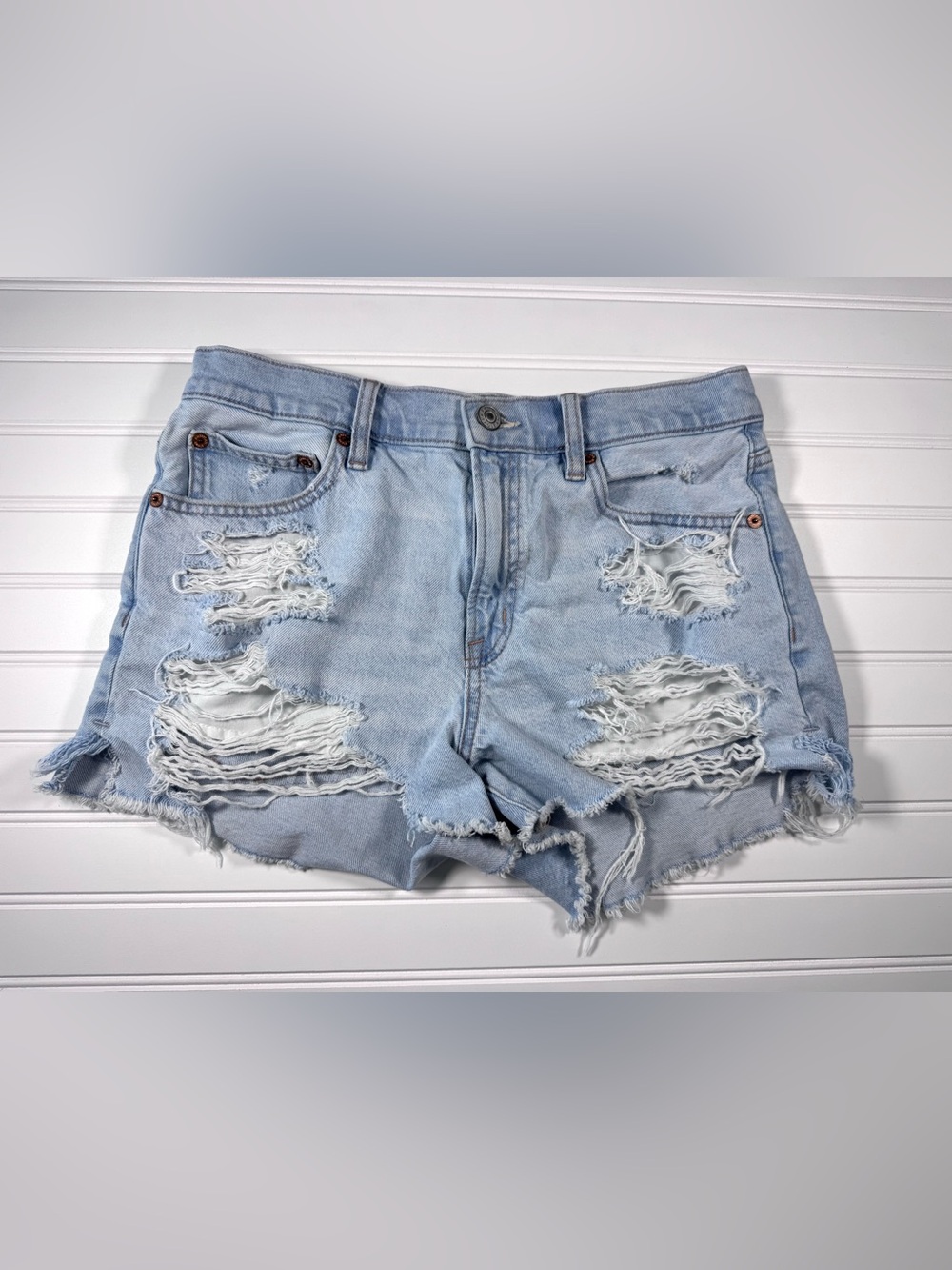 American Eagle Outfitters Light Blue Ripped Denim Shorts